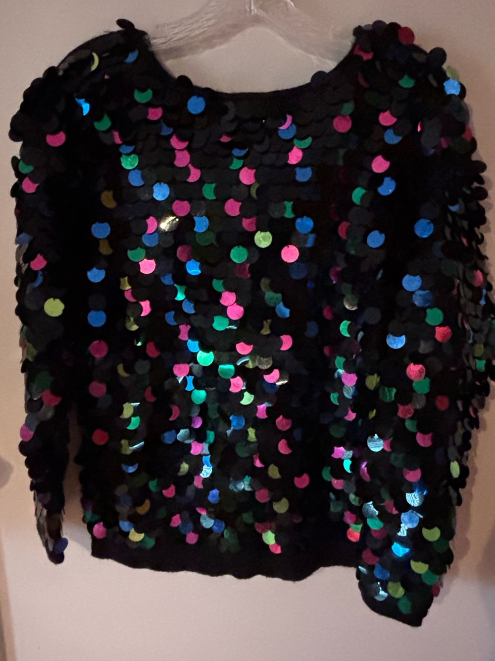 Vintage Victoria Jones Sequin Sweater Paillettes Colorful Medium 80s Disco - Picture 4 of 4